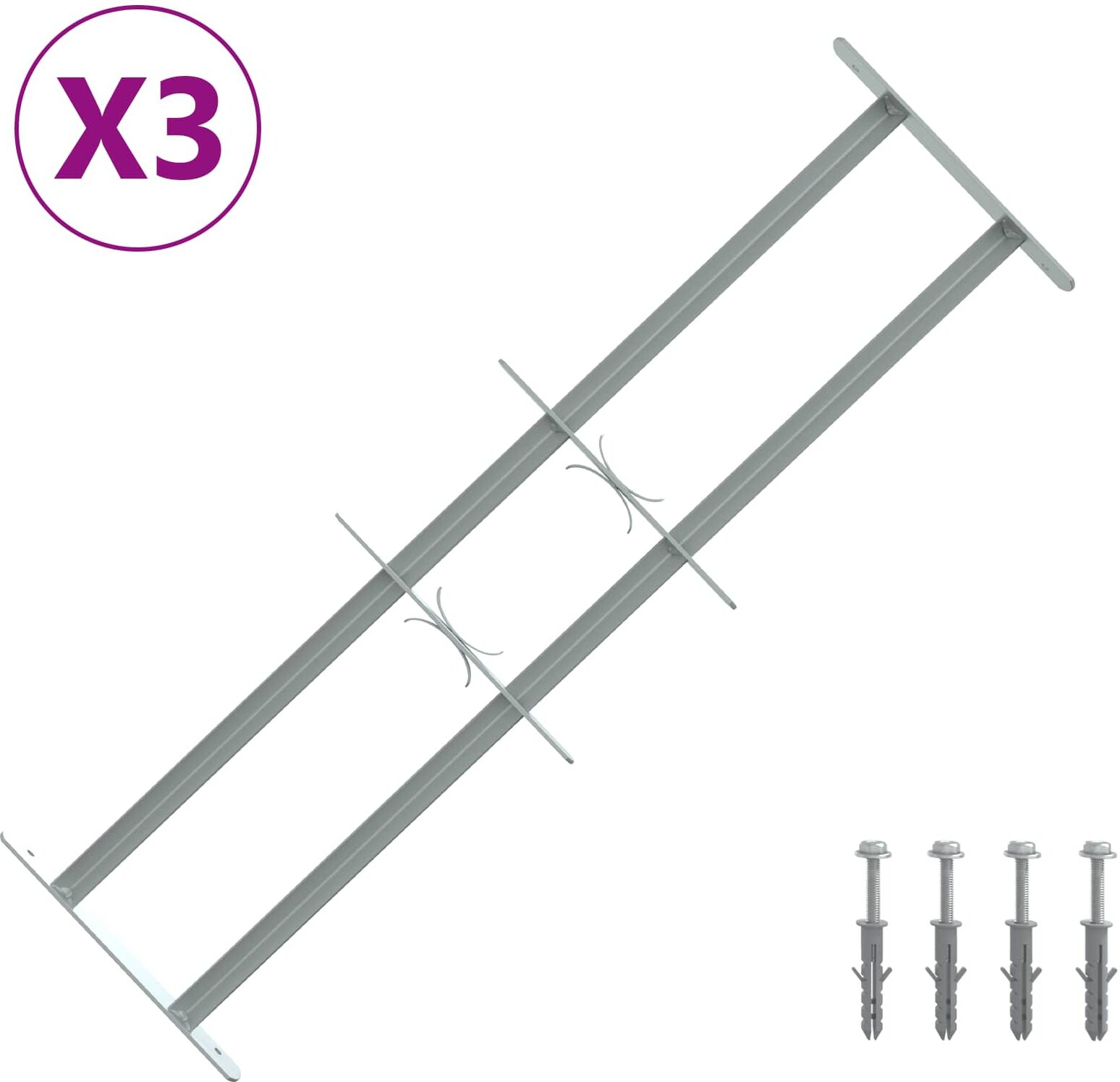 vidaXL Grille de sécurité pour fenêtres avec 2 barres transversales