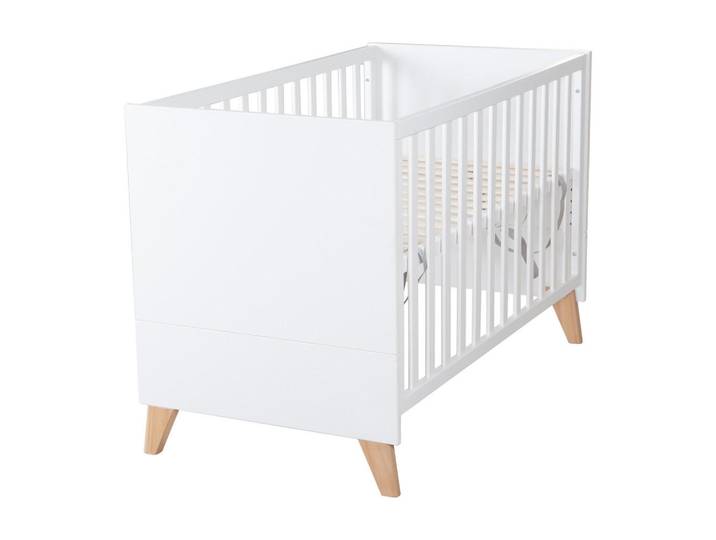 Roba 2-In-1 Baby- & Beistellbett Leon 60 x 120, Weiß, Honigeiche, Holz, Rechteckig, eckig, 60x120 cm, Baby- und Kindermöbel, Babyzimmer, Babybett, Gitterbett