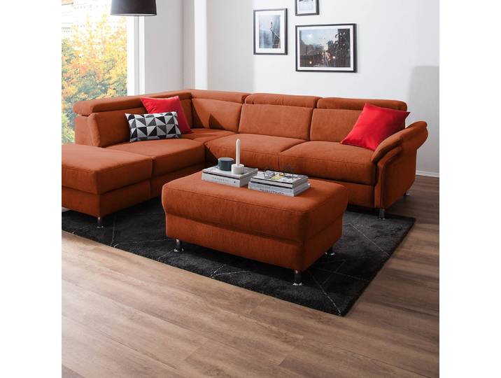 Polsterhocker Calang Webstoff 102 x 45 x 68cm Braun/Honigbraun