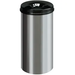 Papierkorb (feuersicher) rund 50 L edelstahl selbstlöschender Papierkorb Farbe edelstahl, mit Deckel