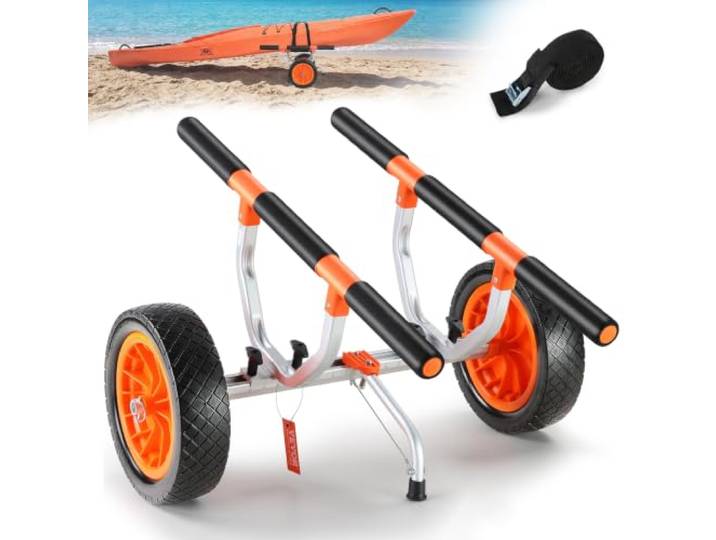 VEVOR Chariot de Kayak Chariot Transport Canoë Détachable avec Roues PleinesAjustable Pied de Support Antidérapant pour Kayaks Canoës Planches à Pagaie Tapis Flottants Bateaux