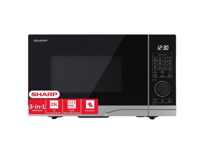 Sharp Mikrowelle Sharp YC-PC254AE-S, Elektrisch, 25.00 l, 25 L 900 W Heißluft Grill ECO-Modus