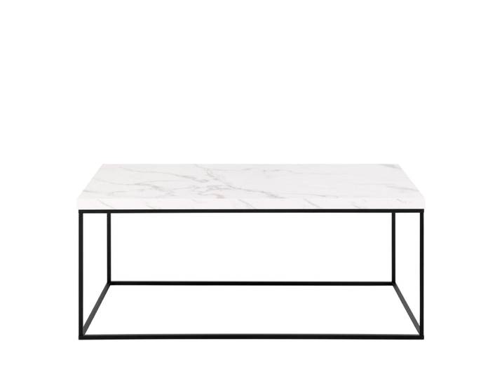 Table basse en effet marbre et métal 110x55cm - blanc