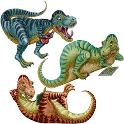 WANDAUFKLEBER 60x90cm - Bunte Dinosaurier