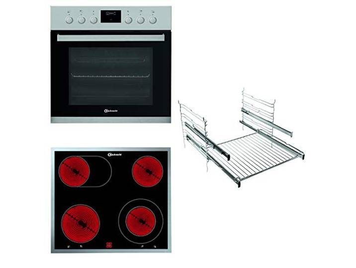 Bauknecht HEKO 566 Pyro Herd-Kochfeld-Kombination /Glaskeramik-Kochfeld (60 cm) / Pyrolyse-Selbstreinigungssystem / Multi-Level-Kochen / Backauszug mit 2 Ebenen, Schwarz