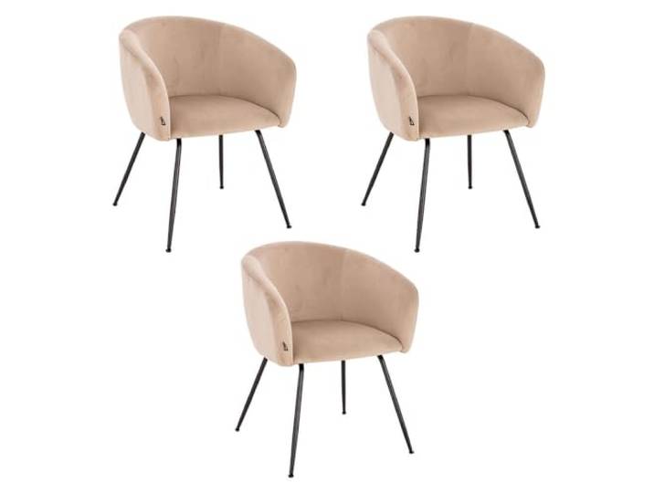 Home Deluxe - Polsterstuhl ARIA - 3 Stück, Farbe: Samt Beige - weiche Polsterung, bis 120 kg belastbar I Küchenstuhl Speisestühle Esszimmerstühle