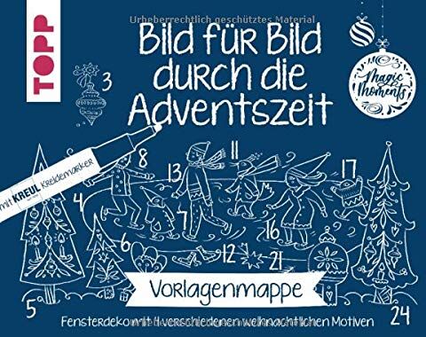 Vorlagenmappe Bild für Bild durch die Adventszeit: Fensterdeko mit 4 verschiedenen weihnachtlichen Motiven - Preis vom 09.10.2026 07:28:09 h