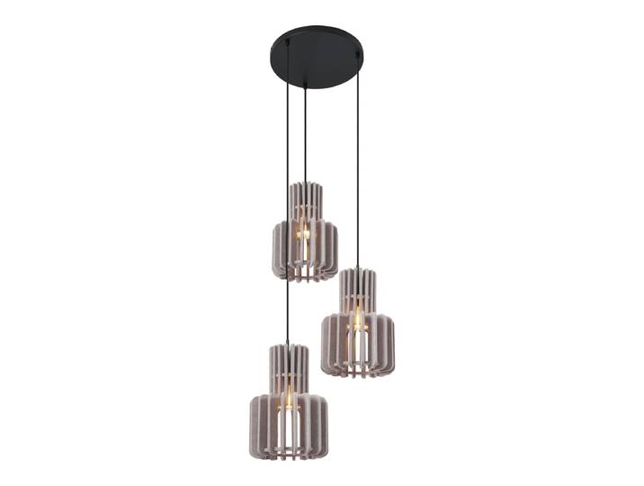 Suspension rétro noire avec 3 lumières taupe - Felt