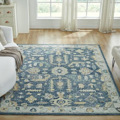 KALATY Heritage Haven Blue Manor Wool Area Rug