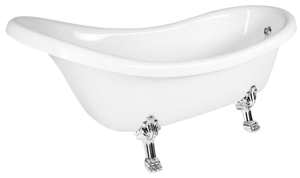 RETRO freistehende Badewanne 174,5x82x80,5cm, weiß, Füße Chrom