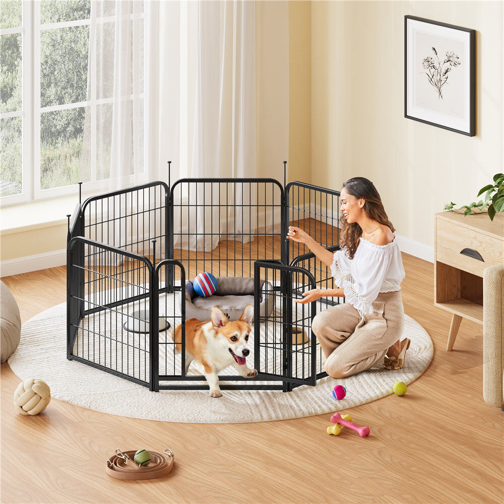 Archie & Oscar Panel Metal Exercise Pen With Door Black 60cm x 60cm