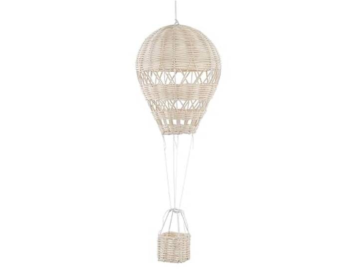 Beliani Heißluftballon Hängedeko Rattan natürlich/beige 60 cm Boho Kinderzimmer Bemba