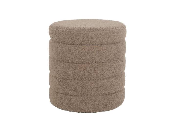 Tabouret coffre rangement en bouclettes taupe