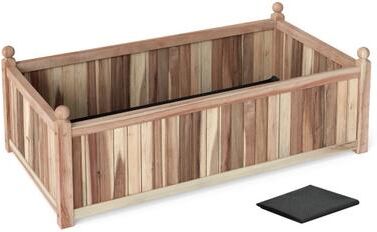 Costway Wooden Raised Garden Bed Natural Acacia Wood Rectangular Planter Box with Liner-Natural