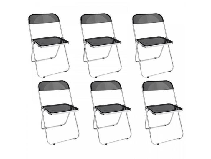 Lot de 6 Chaise Pliante - Chaise Pliable Transparente - Siège en Cristal Empilable - 46x46x77 cm - Pieds en Métal - Noir