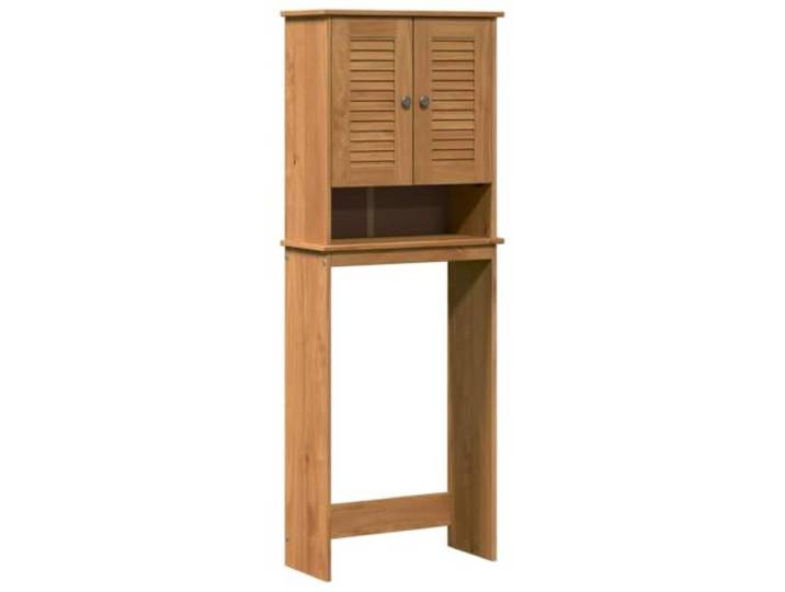 Helloshop26 WC-Schrank, modernes Design, Wandmontage, 60 x 27 x 161 cm, optimale Aufbewahrung aus massivem Kiefernholz, Braun 02_0057919