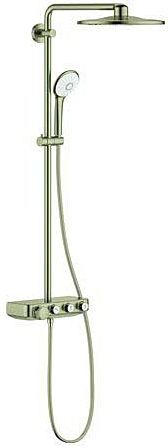 Grohe Duschsystem 26507EN0 nickel gebürstet, mit AP-Thermostat, Duscharm 45cm schwenkbar