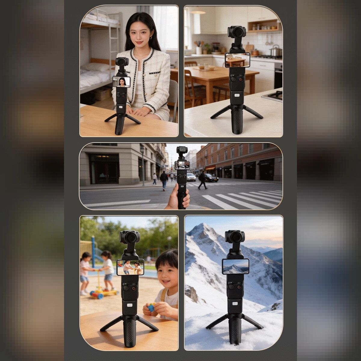 INF Mini-Stativ mit 2.5 kg Tragfähigkeit, kompakt und tragbar, kompatibel mit Pocket 3 und Action-Kameras