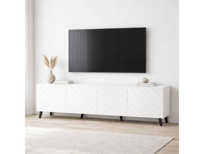 OTTO home Lowboard HOLLY 2.0, TV-Board, TV-Kommode, TV-Schrank, TV-Unterschrank, TV-Möbel, Modernes lackiertes Hochglanz TV-Board, grifflos, Breite 200 cm