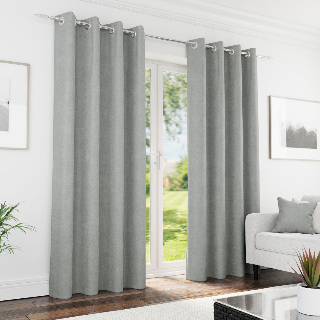 Latitude Run Blackout Curtain Panel Pair Grey 229cm Width x 183cm Drop