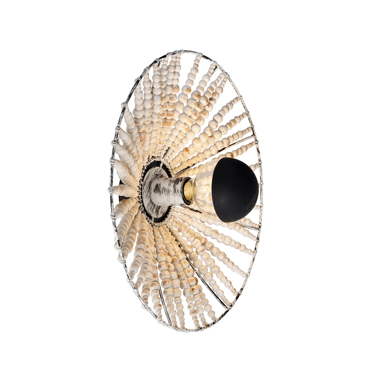 Qazqa Oosterse wandlamp beige met hout en metaal