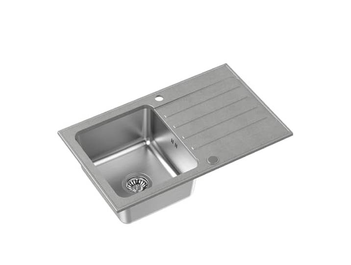 QUADRON Spülbecken Grau Größe 78 x 48 cm Edelstahlspüle KENNETH 111 Einzelbecken Küchenspüle mit Stahlkammer Granit & Edelstahl mit Siphon und Schraubverschluss mit Abtropffläche