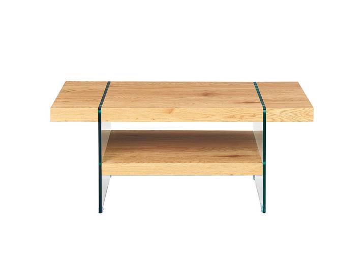 Couchtisch BENINA - Wildeiche - Sicherheitsglas, moderne Optik, zusätzliche Ablagefläche, rechteckig, braun