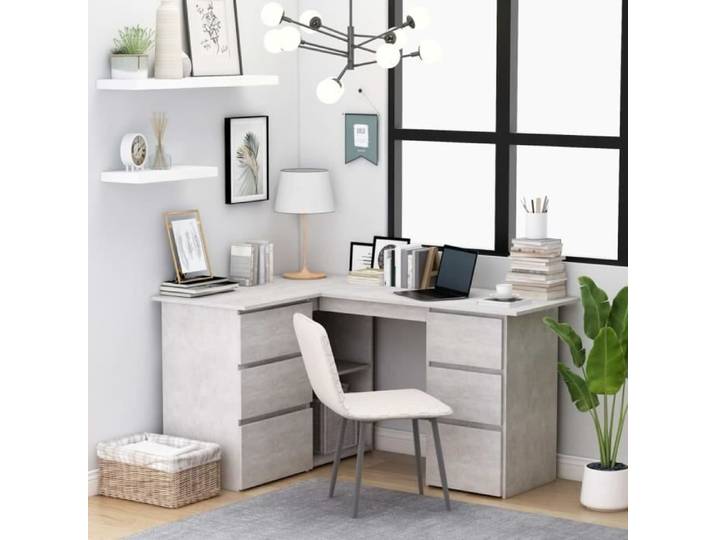 Luxueux Magnifique-Bureau Informatique - Style Contemporain Bureau d'angle Table de Travail Bureau pour Ordinateur - Gris bétoBIEN