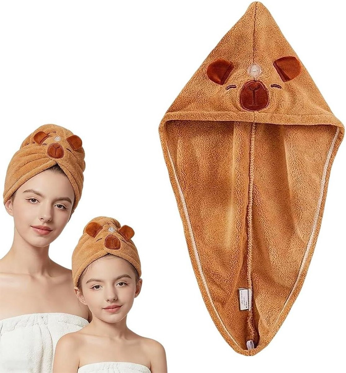 Capibara Haar Turban - Super Absorberend Haardrogerdoek - Zwart - Medium