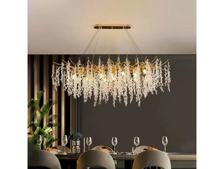 Lustre en cristal en forme de branche, décoration artistique pour salon, décoration intérieure, loft, chambre à coucher, plafond, lustre moderne de luxe à LED