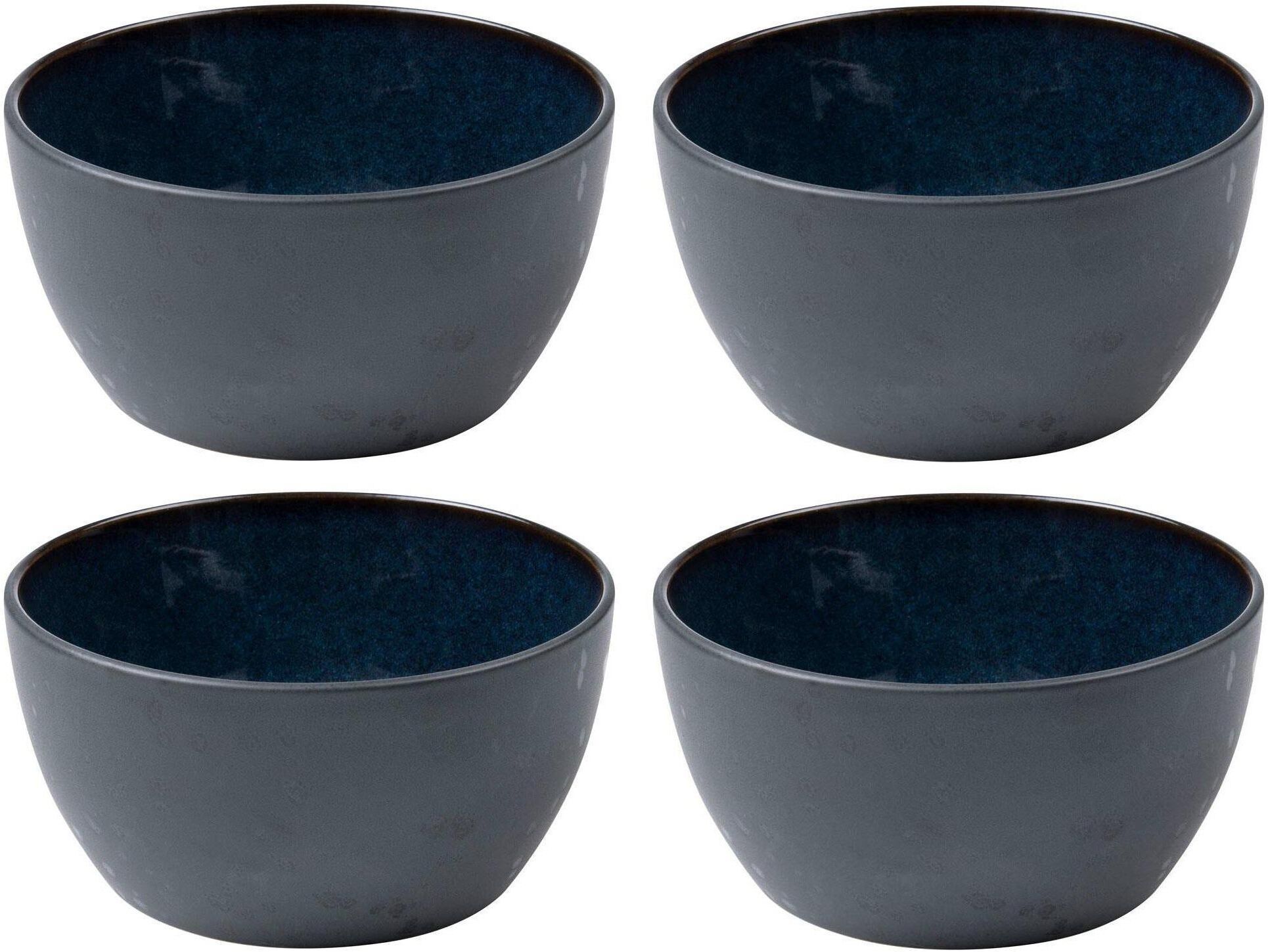 Snackschale BITZ, blau (dunkelblau), H:7cm Ø:14cm, Steinzeug, Schüsseln, Snackschale dunkelblau Ø 14cm