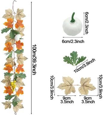 Inspired Living Harvest Glow Artificial Maple Leaf Garland For Fireplace, Wedding & Thanksgiving Decor l