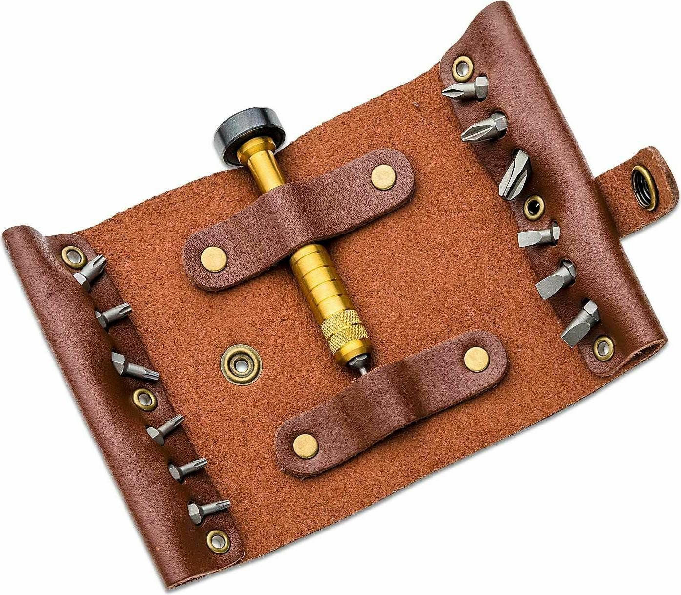 CRKT Hex Bit Driver Tool Roll met 13 bits en 2 schroevendraaiers