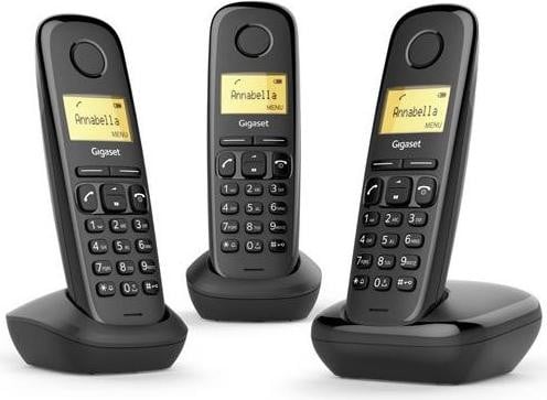 Gigaset A170 Trio draadloze DECT telefoon met headset en nummerherkenning, zwart
