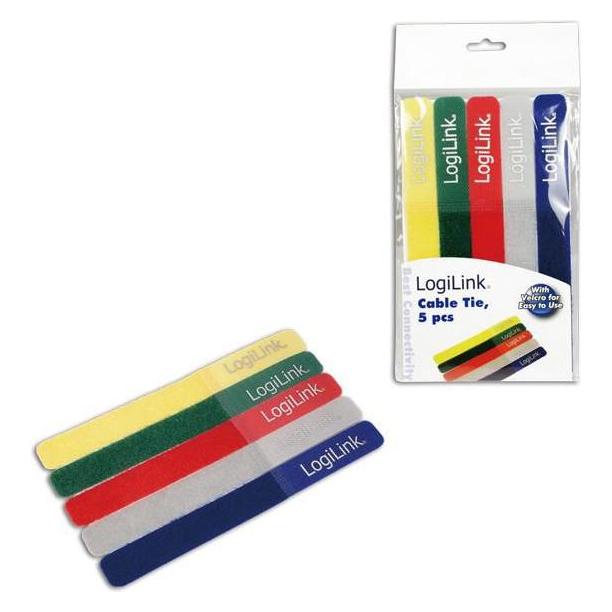 LogiLink Kabelbinder mit Klettverschluss (5Stk.) (Klettkabelbinder, 180 mm, 5 Stk.) (KAB0008)