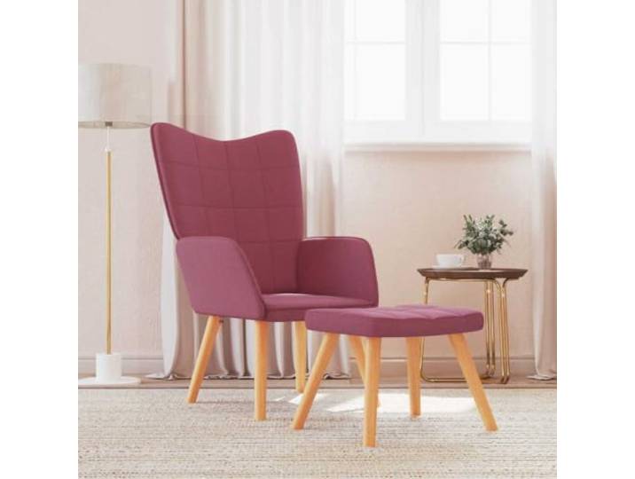 HEFZGDB Relaxsessel mit Hocker Weinrot Stoff Moderner Sessel mit Fußhocker und Stahlrahmen für optimalen Sitzkomfort Langlebige Polsterung Elegantes Design
