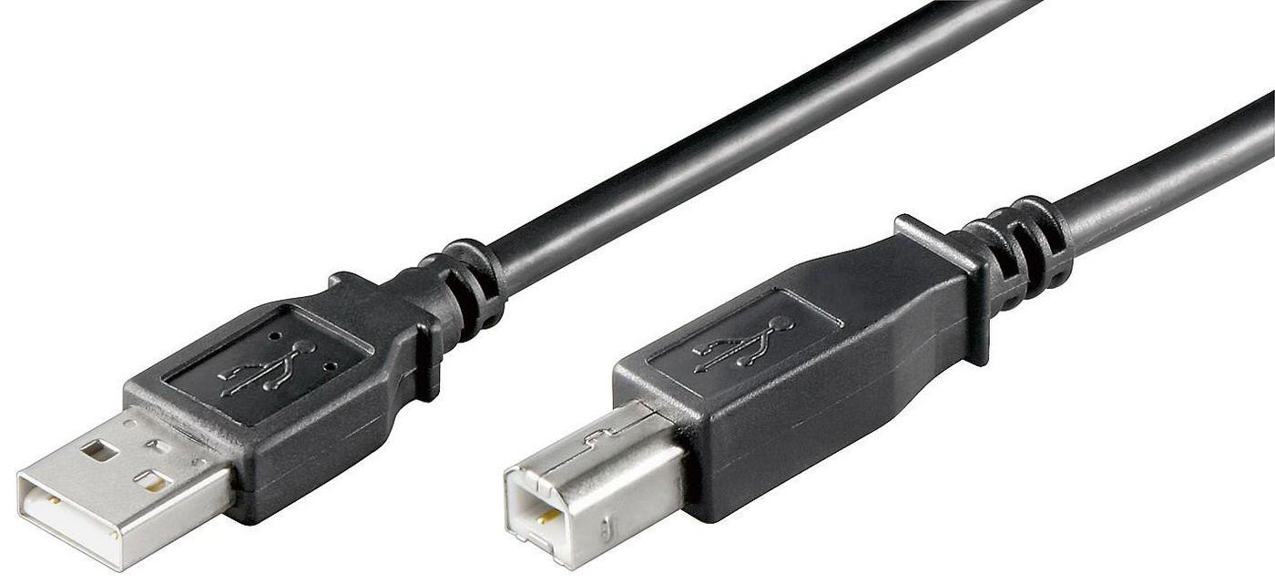 MicroConnect USB-kabel USB A naar USB B, USB 2.0, 3 meter, zwart