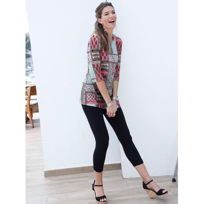 Print-Shirt CLASSIC BASICS "Longshirt", Damen, Gr. 40, lila (beere, gemustert), 100% Polyester, gemustert, Rundhals, Shirts