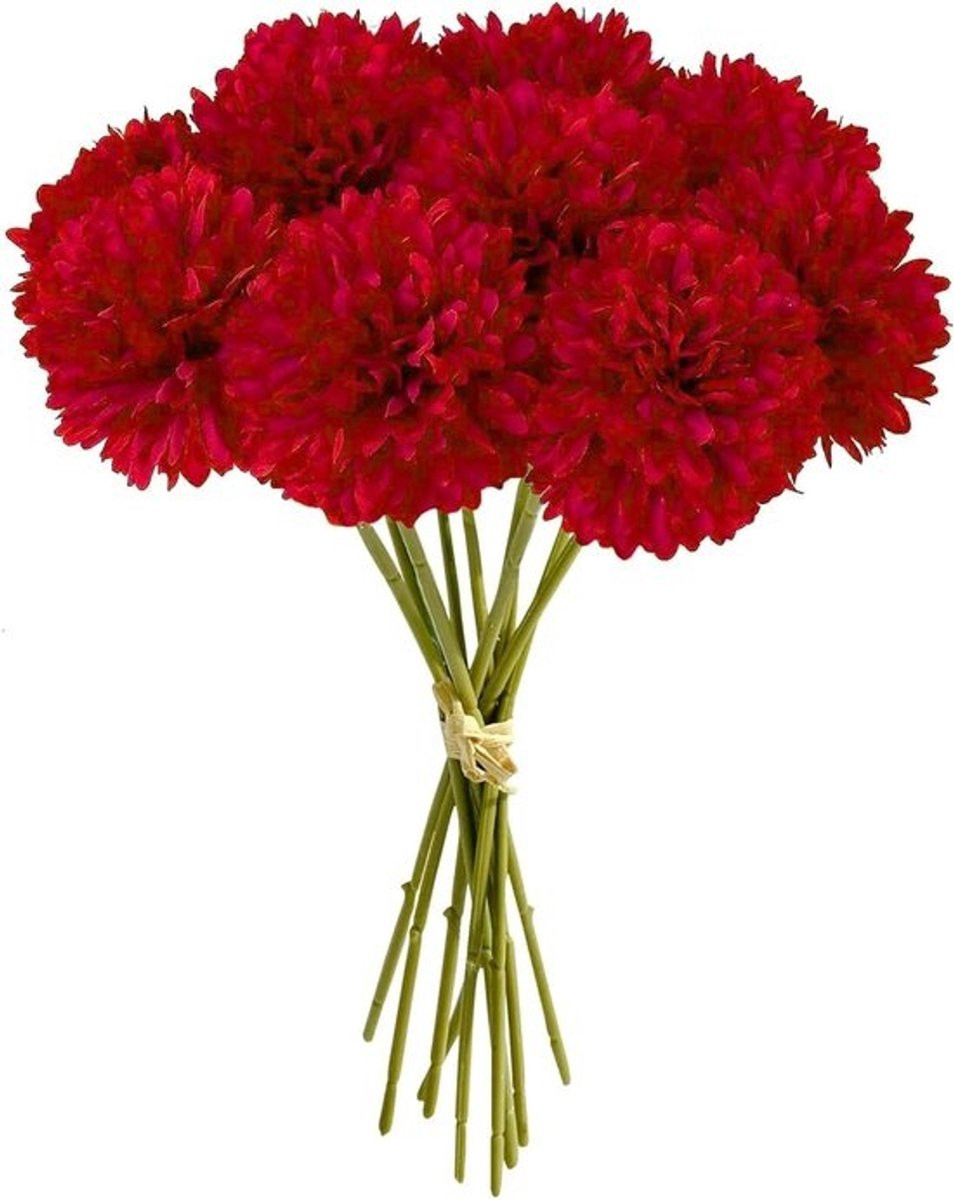 SnelShoppen Kunstbloemen Hydrangea 12 stuks Rode Zijden Chrysant Ballen 28 cm