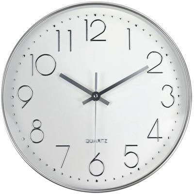 Uplift Picks Modern Silent Wall Clock With Tempered Glass And 3D Numbers silver 10 Inch