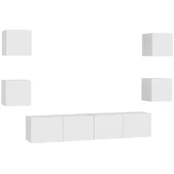 vidaXL 6-tlg. TV-Schrank-Set Weiß Holzwerkstoff