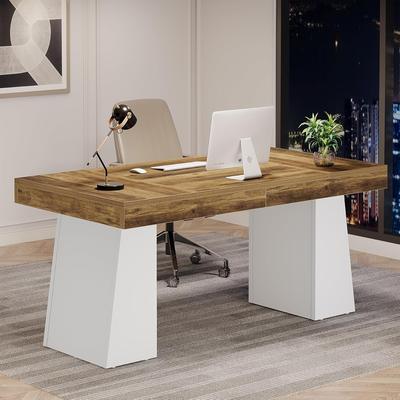 Bluebell 55 Inches Executive Desk with Double Trapezoid Base for home office