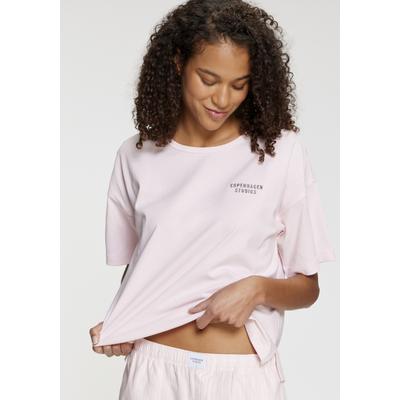 T-Shirt COPENHAGEN STUDIOS, Damen, Gr. 36/38, rosa, Single Jersey, Obermaterial: 100% Baumwolle, unifarben, loose fit hüftlang, Rundhals, Shirts T-Shirt, aus Heavy Jersey Qualität