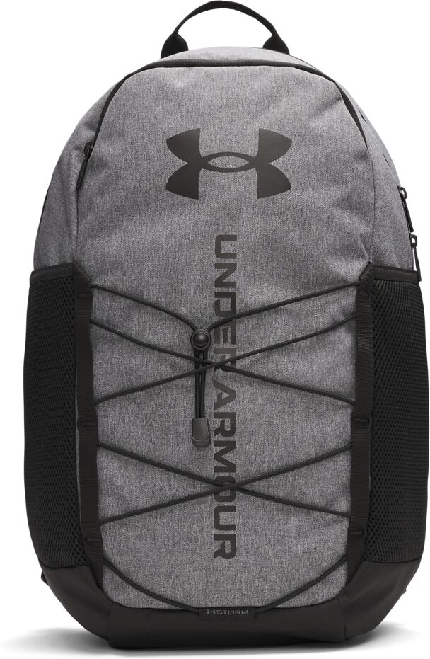 Sportrucksack UNDER ARMOUR "Hustle Sport 6.0 Backpack", grau (castlerock, schwarz, schwarz), Rucksäcke, B/H/T: 32cm x 16cm, Obermaterial: 100% Polyester, Sportrucksack, Volumen von 29 Litern, robuste Verarbeitung, aus Polyester, B:32cm H:16cm castlerock, 