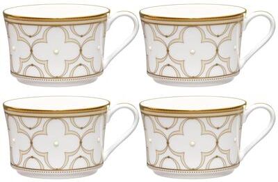 Noritake Trefolio Gold Set of 4 Teacups, 7-1/2 oz.