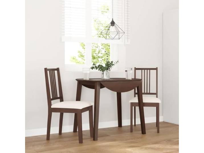 KTHLBRH Esszimmerstühle mit Kissen 2 STK. Braun Massivholz Gummibaum Ergonomische Rückenlehne, dichte Maserung, stoßfest, langlebig, vielseitig für Esszimmer und Wohnzimmer