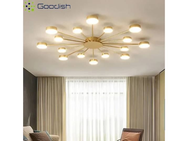 Lustre LED moderne et lumineux à plusieurs têtes pour la décoration du salon