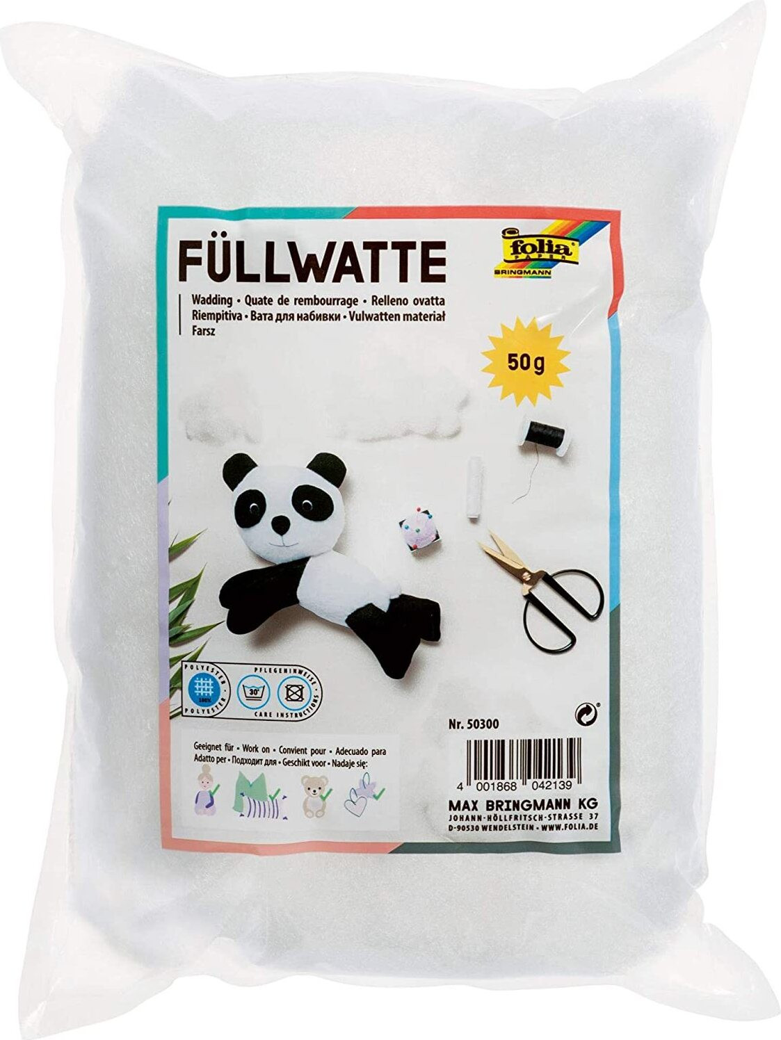 Folia Bastelwatte / Füllwatte, wit, 50 g