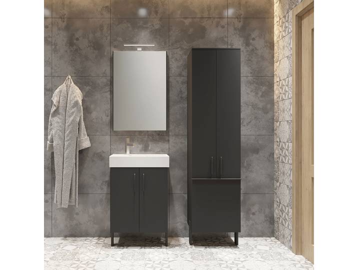 Meuble vasque Dusaniv 55cm Noir/Noir mat