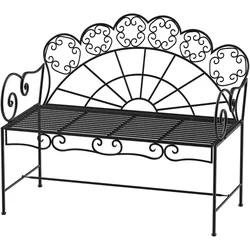STILVORA Gartenbank 2-Sitzer Metall Schwarz 107x55,5x90,5 cm wetterfest rostfrei